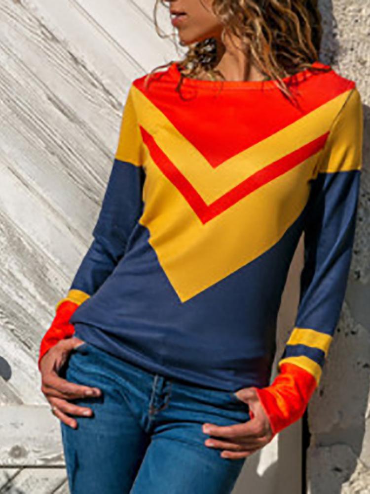 

Contrast Color Long Sleeve Oversize T-Shirt, Orange