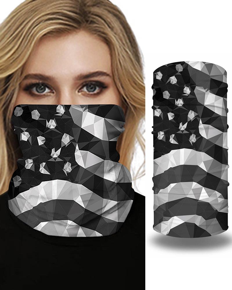 

Flag Print Breathable Face Bandana Magic Scarf Headwrap Balaclava, Black