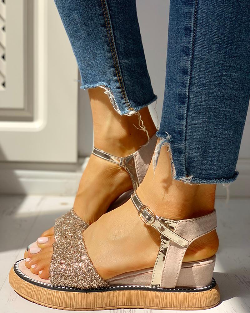 

Sequins Platform Wedge Casual Sandals