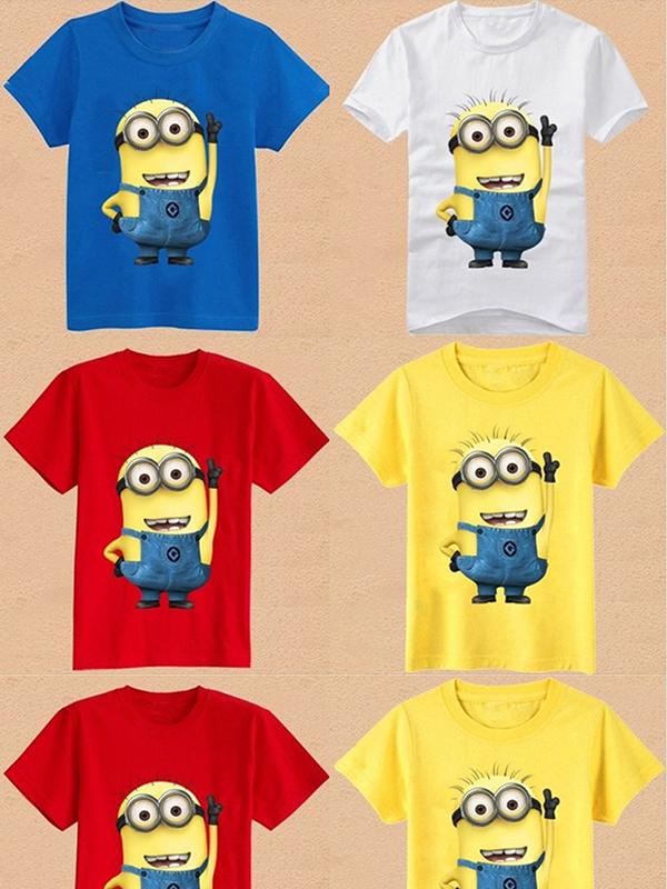 

Kid's Short Sleeve T-shirt Cute Minions Printing Tops Boy Girl Children's Clothing Cotton T-shirt, Red