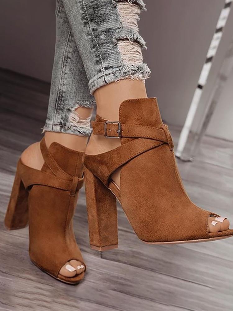 

Open Toe Slingback Chunky Heeled Pumps