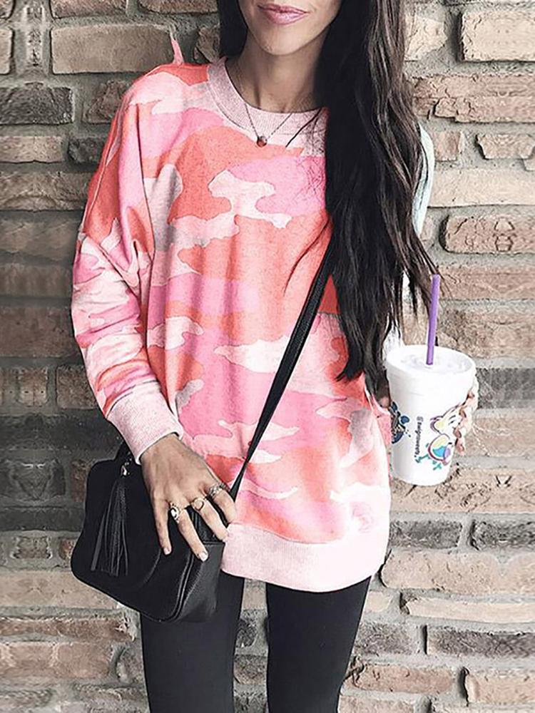 

Camo Print Long Sleeve Sweatshirt
