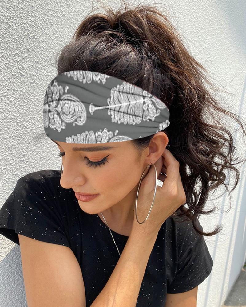 

Print Yoga Running Headwraps Hair Band, Gray
