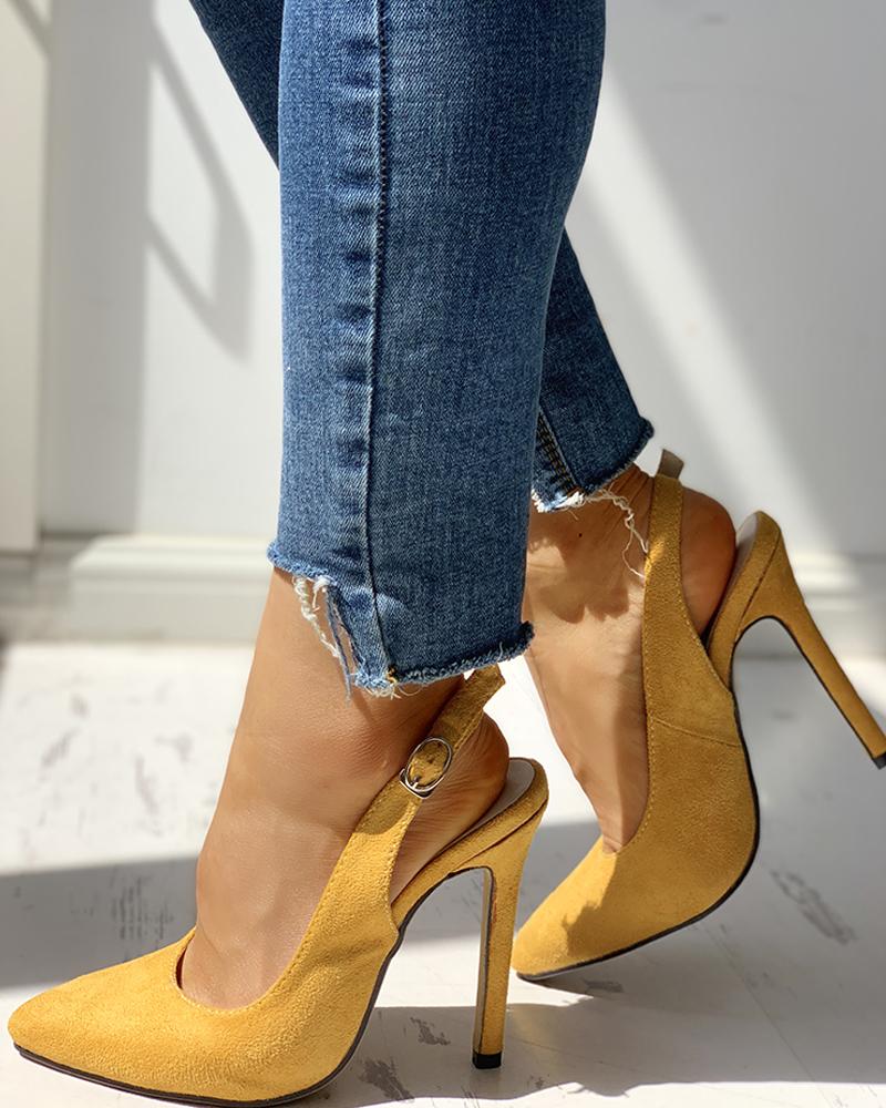 

Suede Pointed Toe Slingback Thin Heels, Yellow