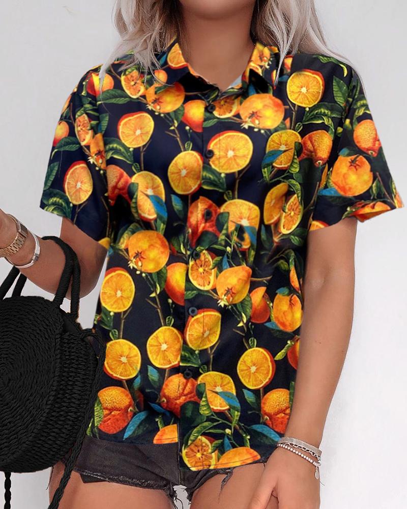 

Oranges Print Buttoned Casual Shirt, Multicolor