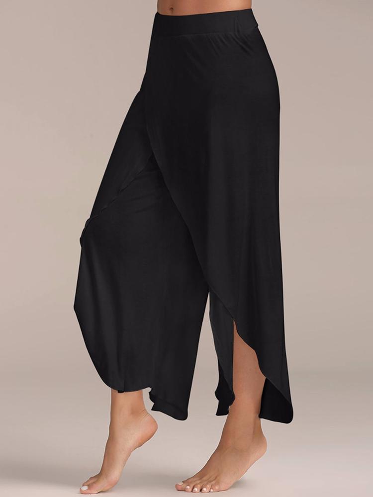 

Solid Slit Culotte Design Loose Pants