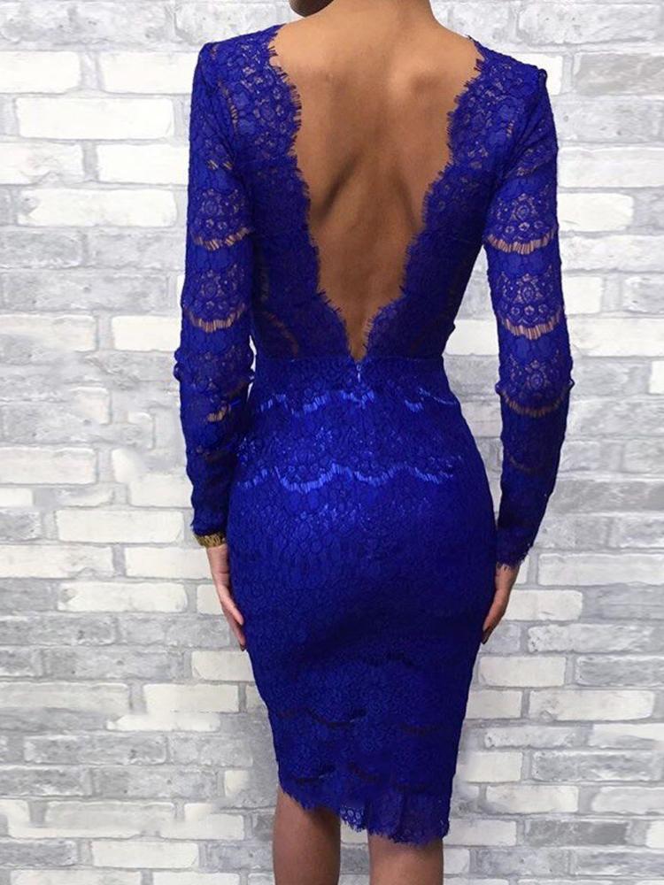

Eyelash Lace Open Back Bodycon Dress