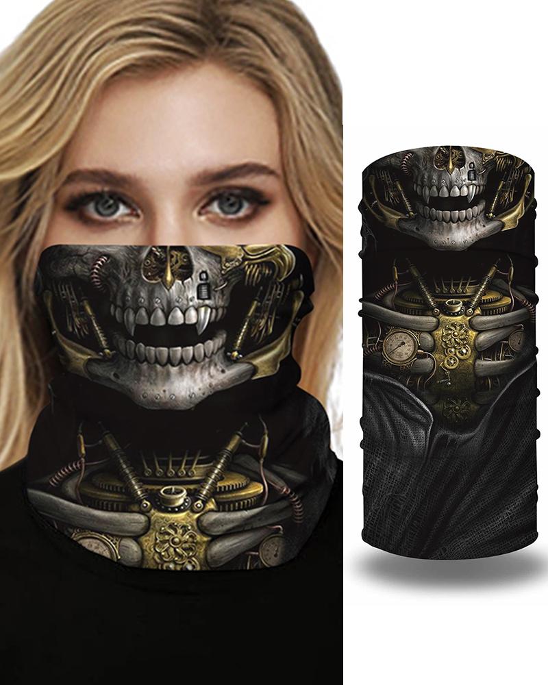 

Skull Print Breathable Face Bandana Magic Scarf Headwrap Balaclava, Black