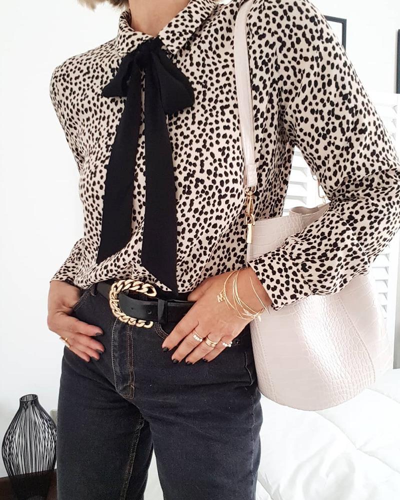 

Dalmantian Print Long Sleeve Top, Apricot