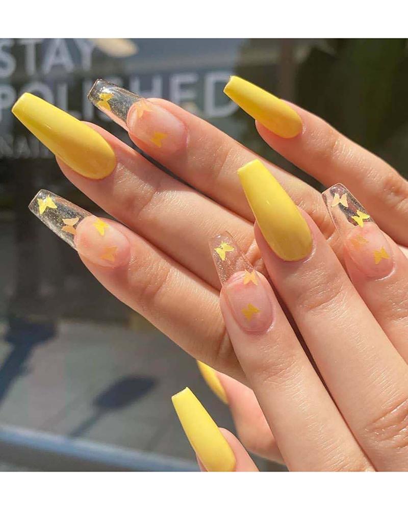 

Butterfly Pattern Fake Nail, Yellow