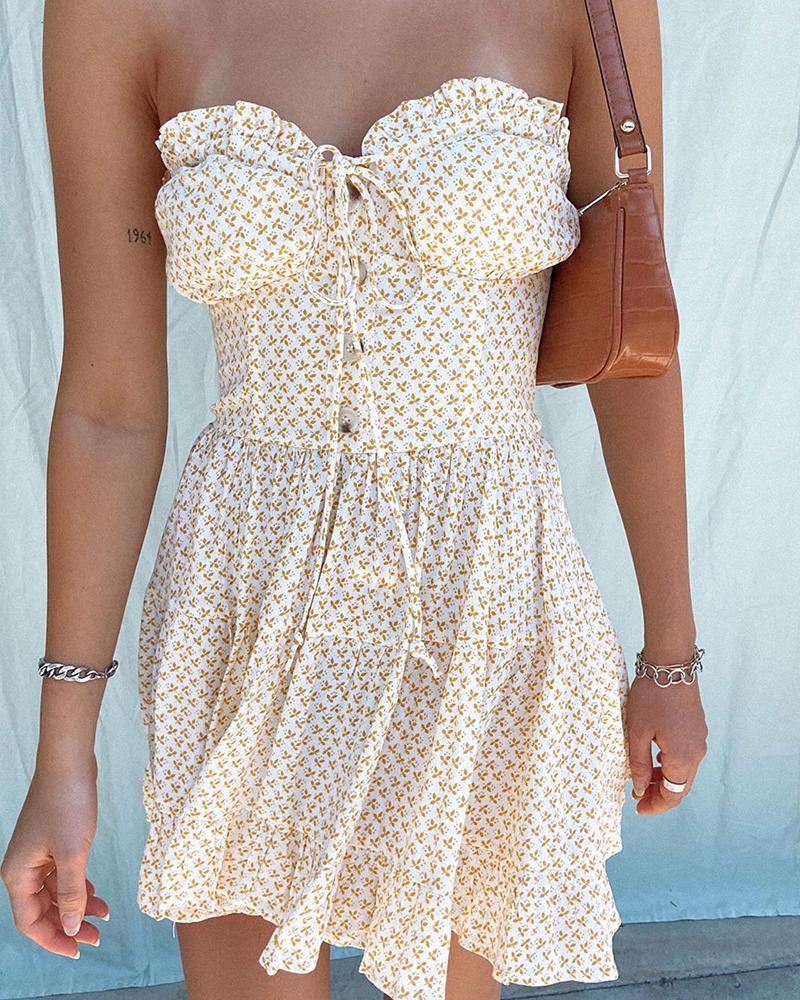 

Off Shoulder Tie Front Mini Dress, White