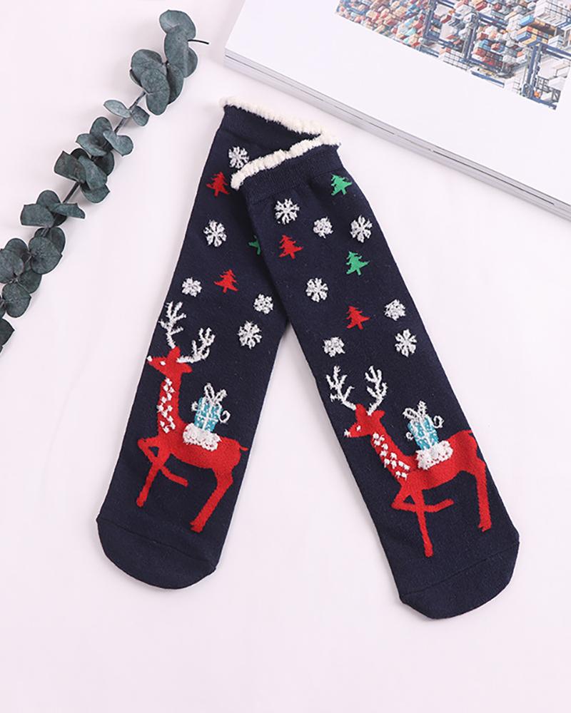 

1Pairs Christmas Aniaml Pattern Fluffy Trim Socks, Style4