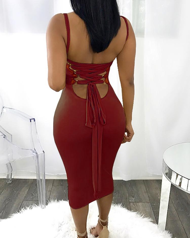 

DressSexy Bandage Strappy Back Bodycon, Wine red