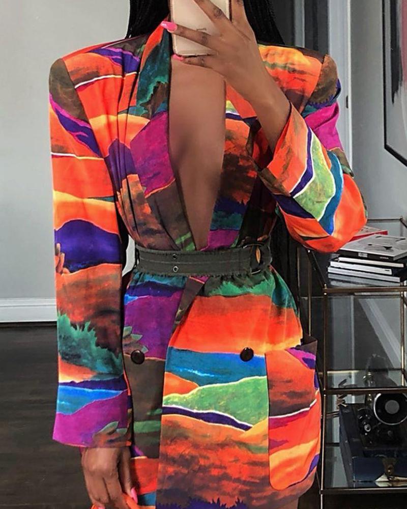 

Impressionist Printing Longline Blazer, Multicolor