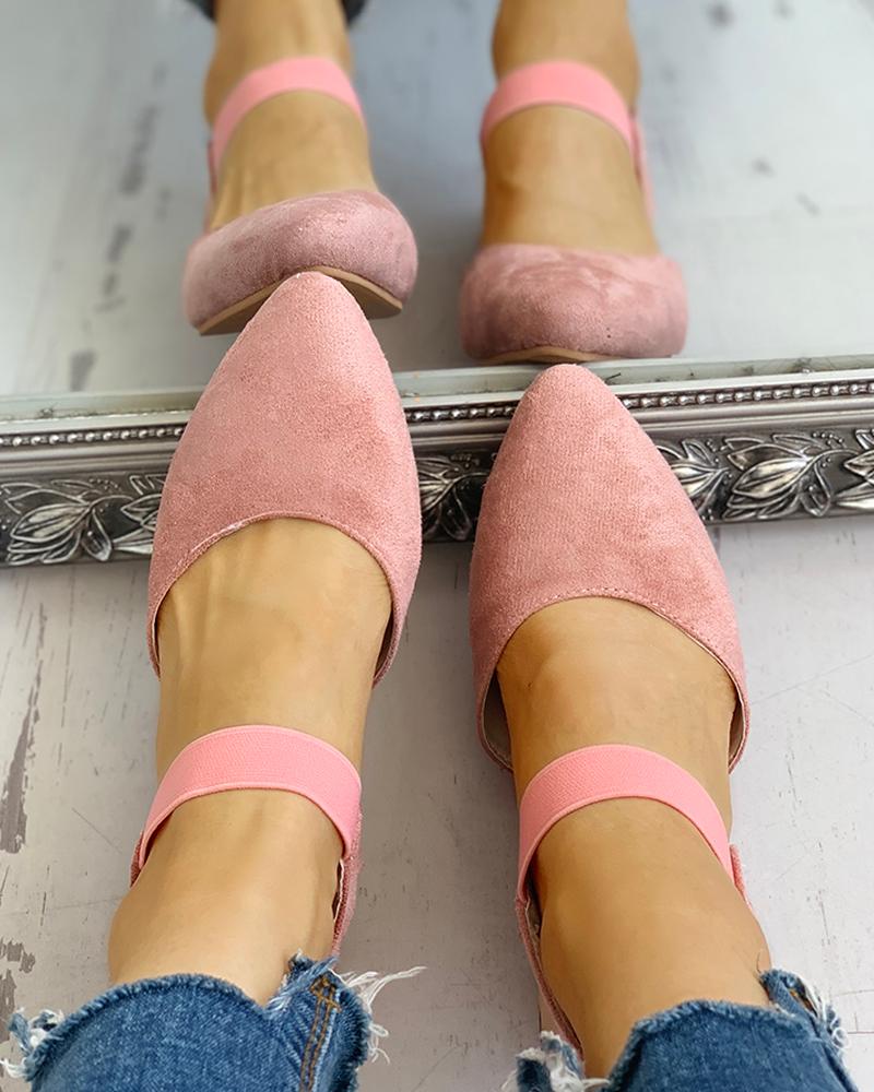 

Suede Pointed Toe Slingback Flat Shoes, Pink