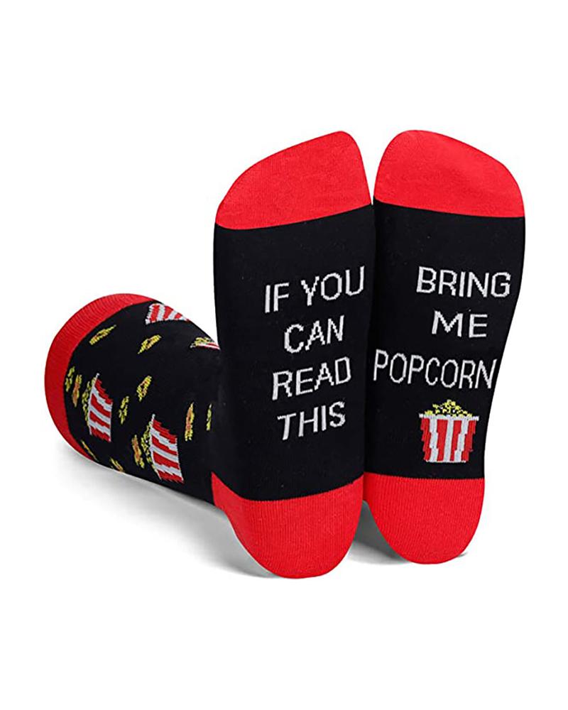 

1Pair Letter Grahpic Print Colorblock Socks, Red