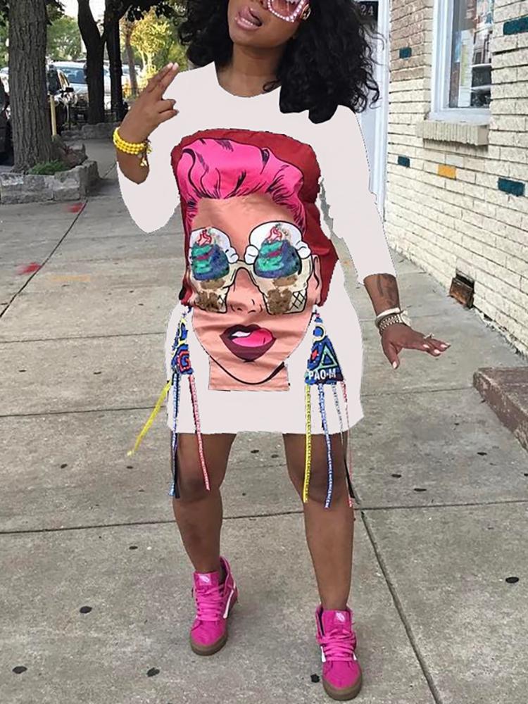 

Street Style Cartoon Printed Casual Dress