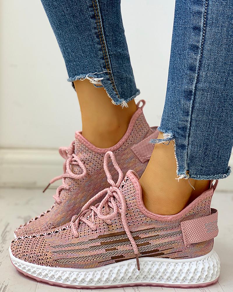 

Knitted Breathable Lace-Up Yeezy Sneakers