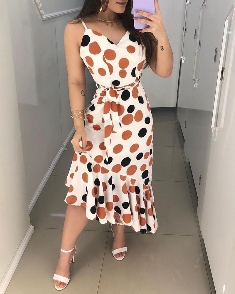 

Spaghetti Strap Polka Dot Ruffles Dress