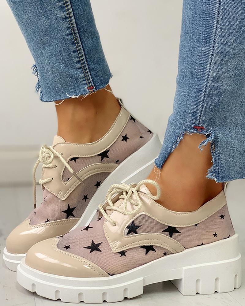 

Up Mesh Insert Chunky Shoes, Beige