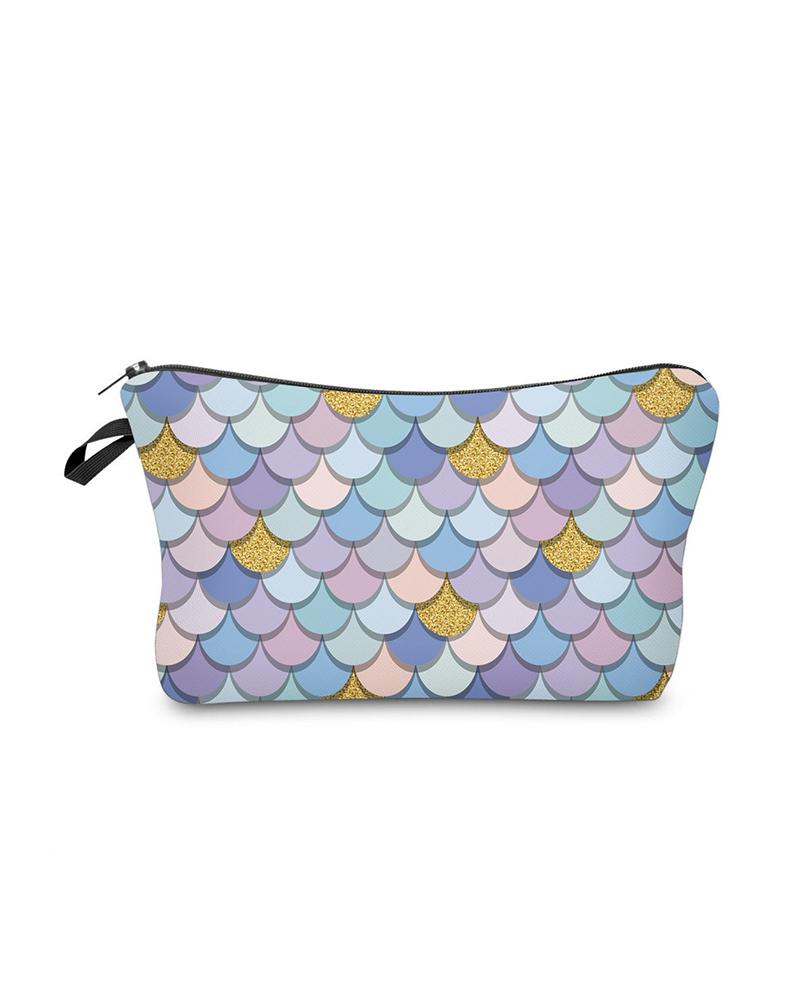 

Scale Print Colorblock Makeup Bag, Style5