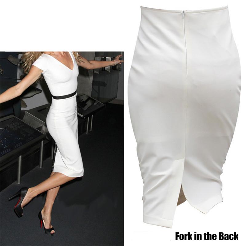 

2016 Summer Sexy Women' Chic Pencil Skirts Office Look High Waist Mid-Calf Casual Slim Hip Step Skirt, White;black