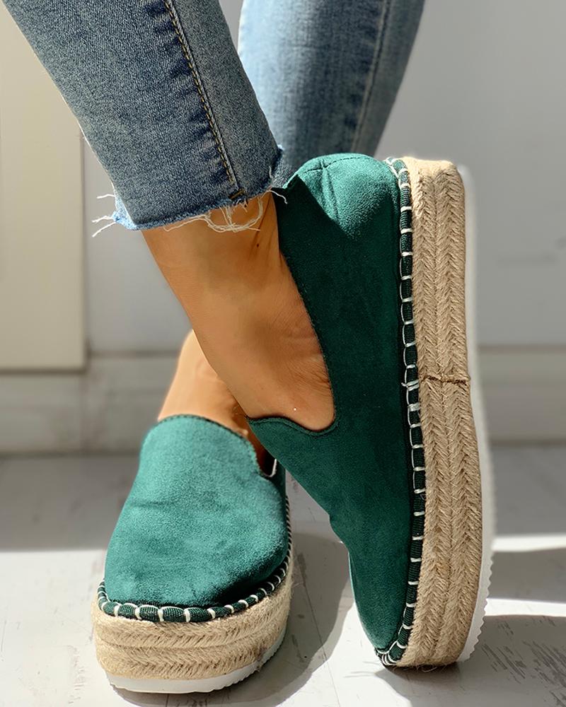 

Solid Platform Design Casual Sneakers, Green