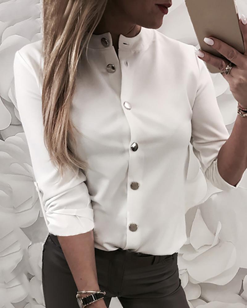 

Long Sleeve Button Up Shirt, White