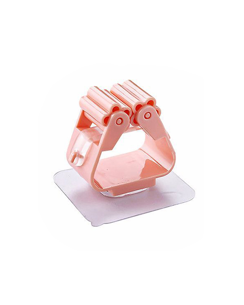 

1Pc Mop Broom Holder Wall Mounted Mop Holder Household Adhesive, Pink