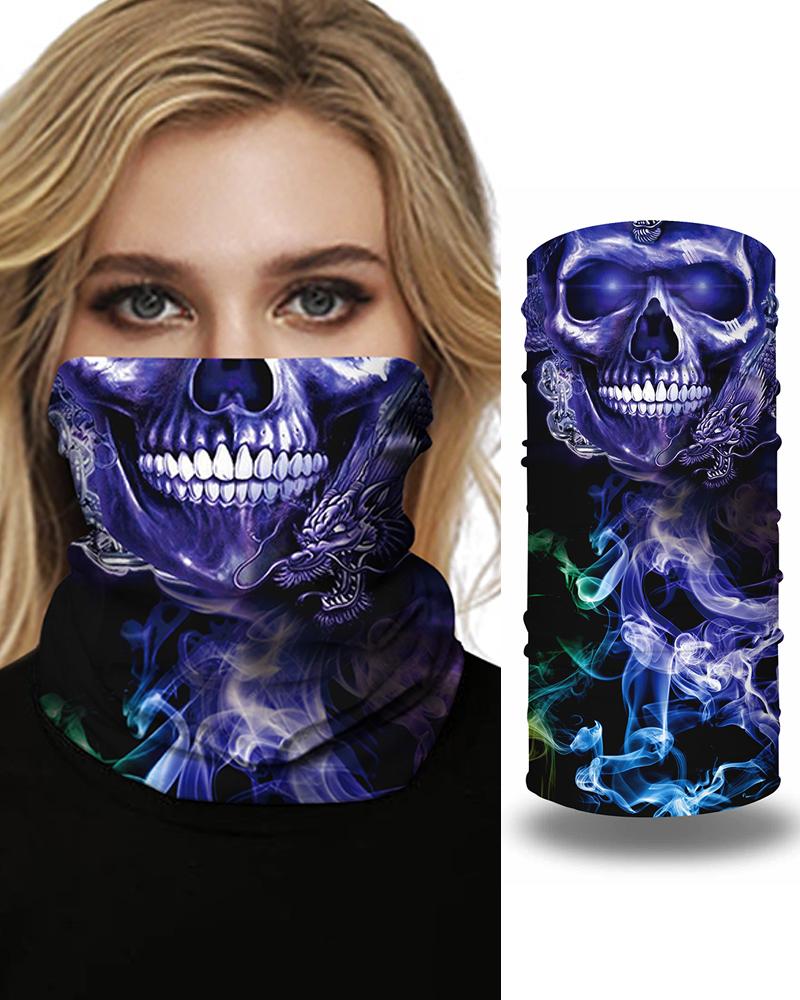 

Skull Print Breathable Face Bandana Magic Scarf Headwrap Balaclava, Dark blue