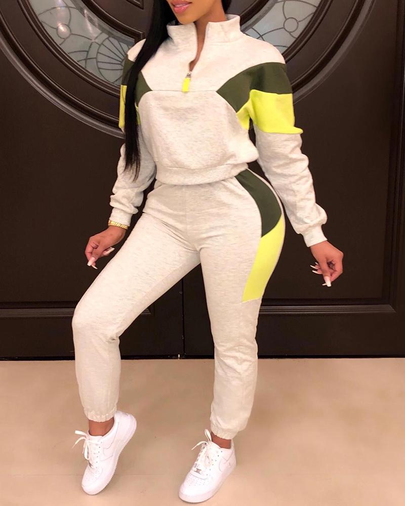 

Colorblock Long Sleeve Top & Slinky Pant Sets