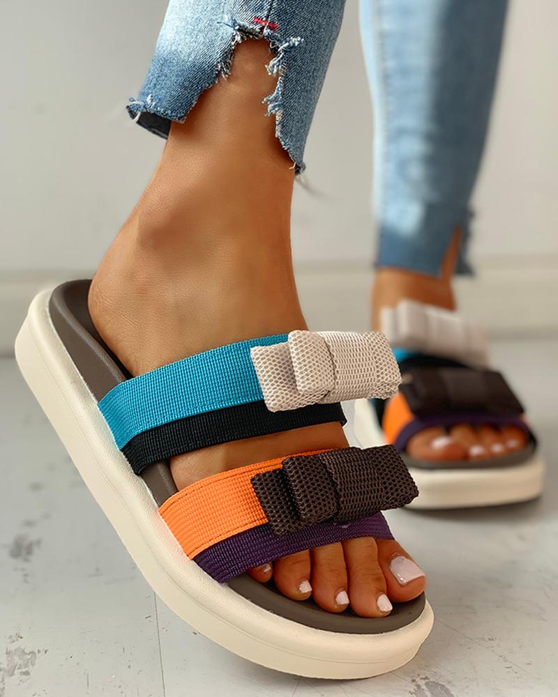 

Colorblock Elastic Casual Sandals, Orange