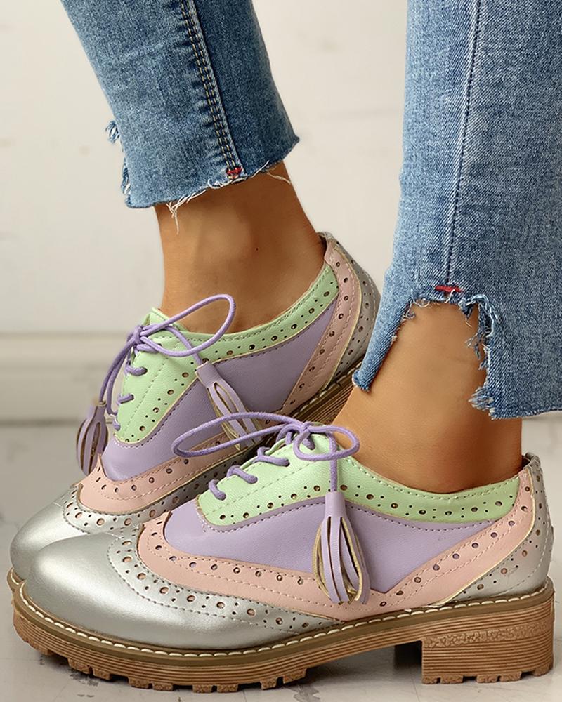 

Lace-Up Sequins Insert Flat Shoes, Silver
