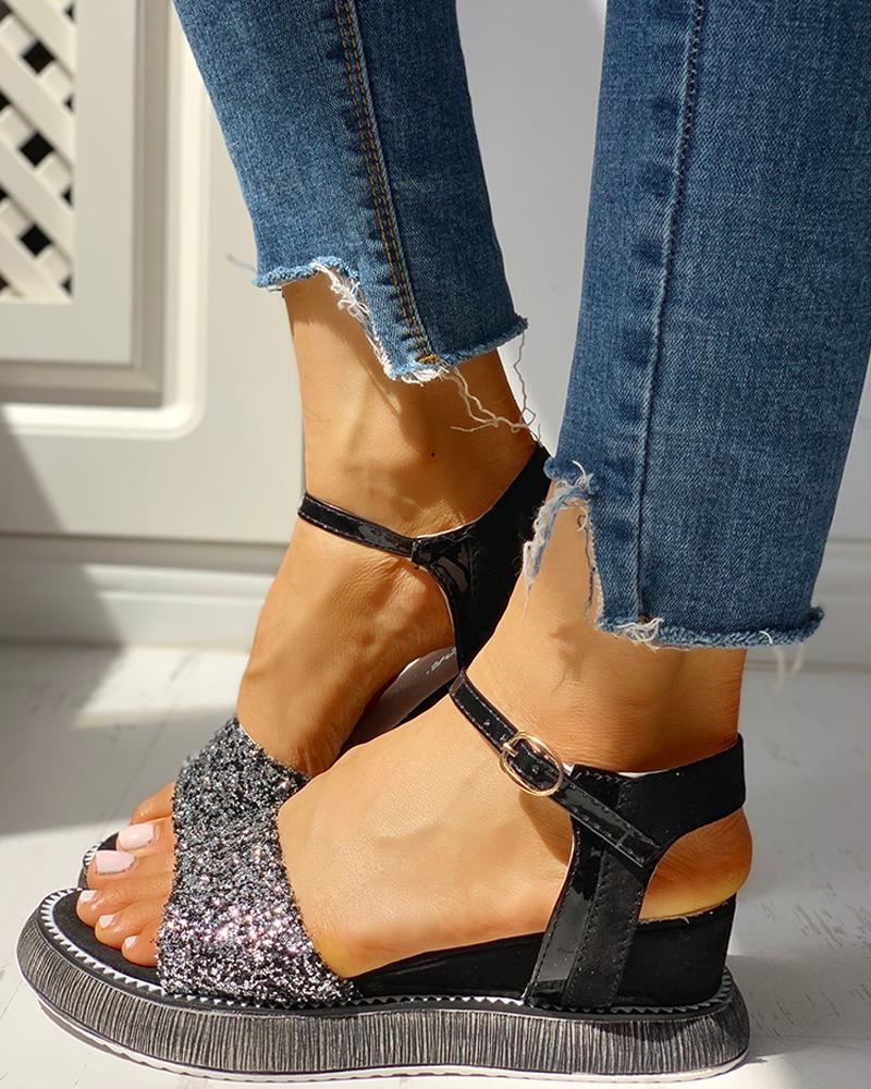 

Sequins Platform Wedge Casual Sandals