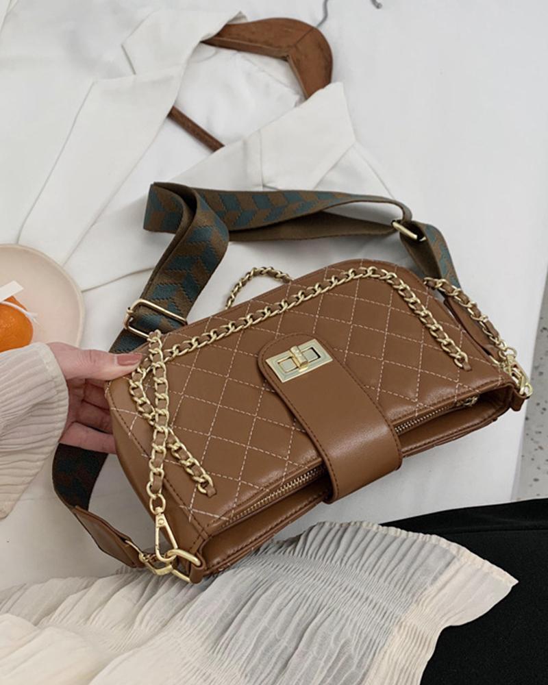 

Chic All-match Solid Color Messenger bag, Coffee