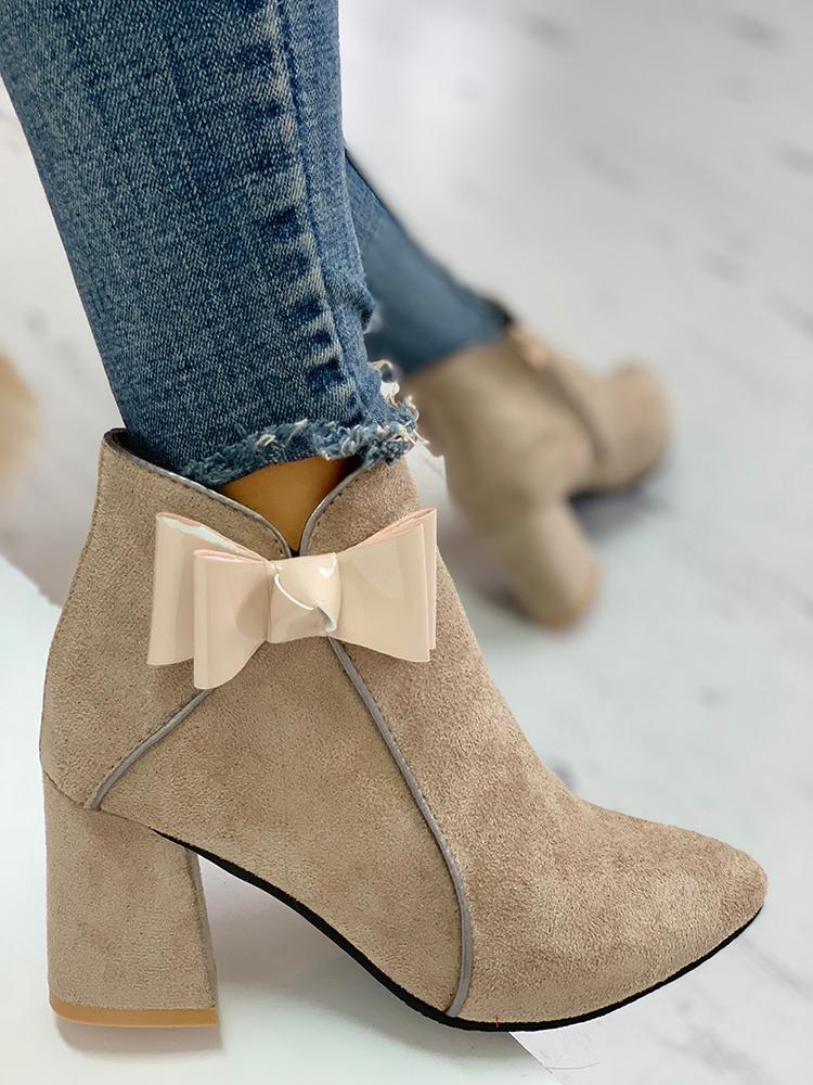 

Binding & Bow Detail Ankle Boots, Khaki