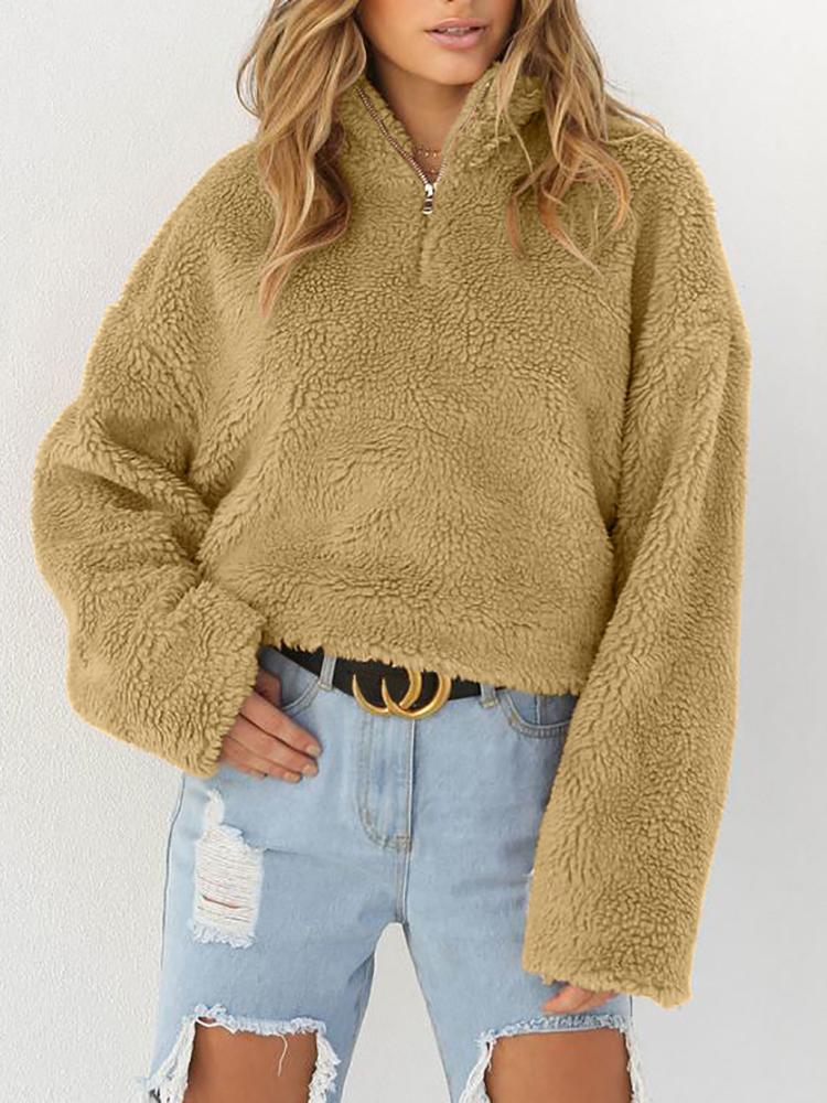 

Solid High Neck Teddy Sweatshirts