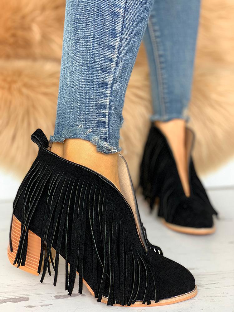 

Tassel Embellished Chunky Heeled Boots