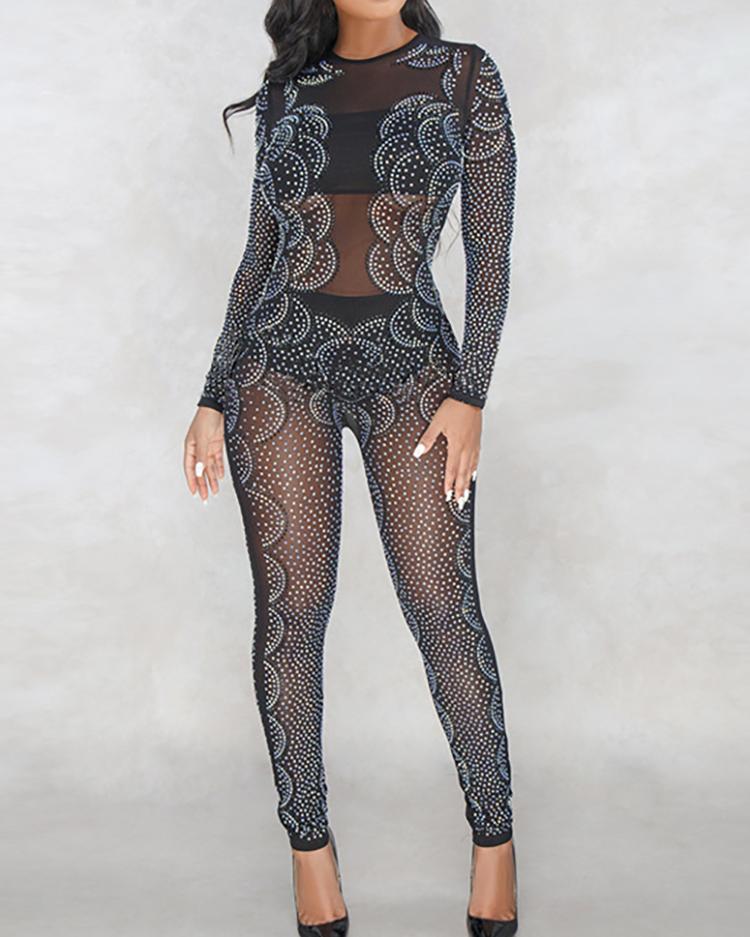 

Hot Drilling See Through Mesh Jumpsuit