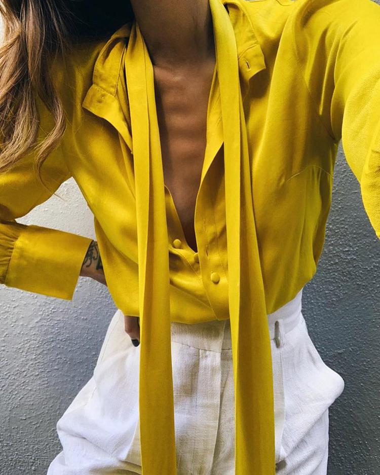 

Solid Button Design Casual Shirt
