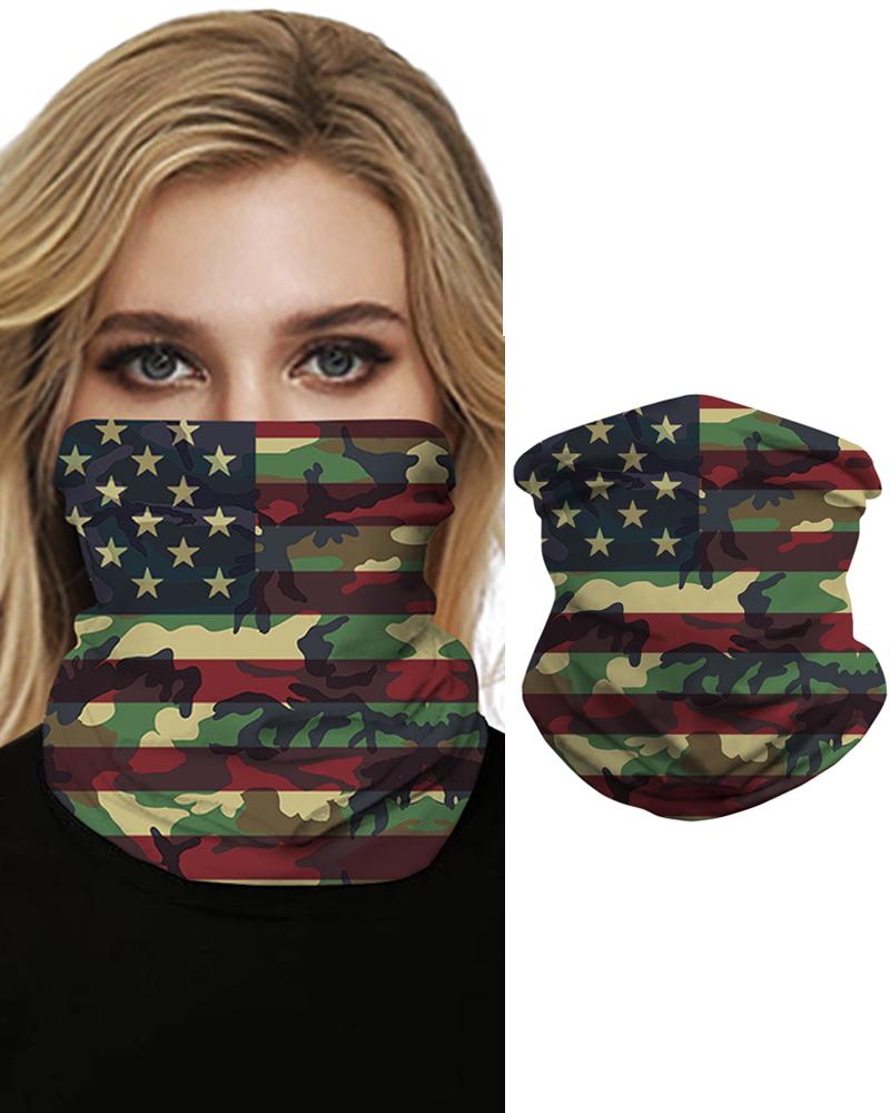 

Nation Flag Print Breathable Face Bandana Magic Scarf Headwrap Balaclava, Army green