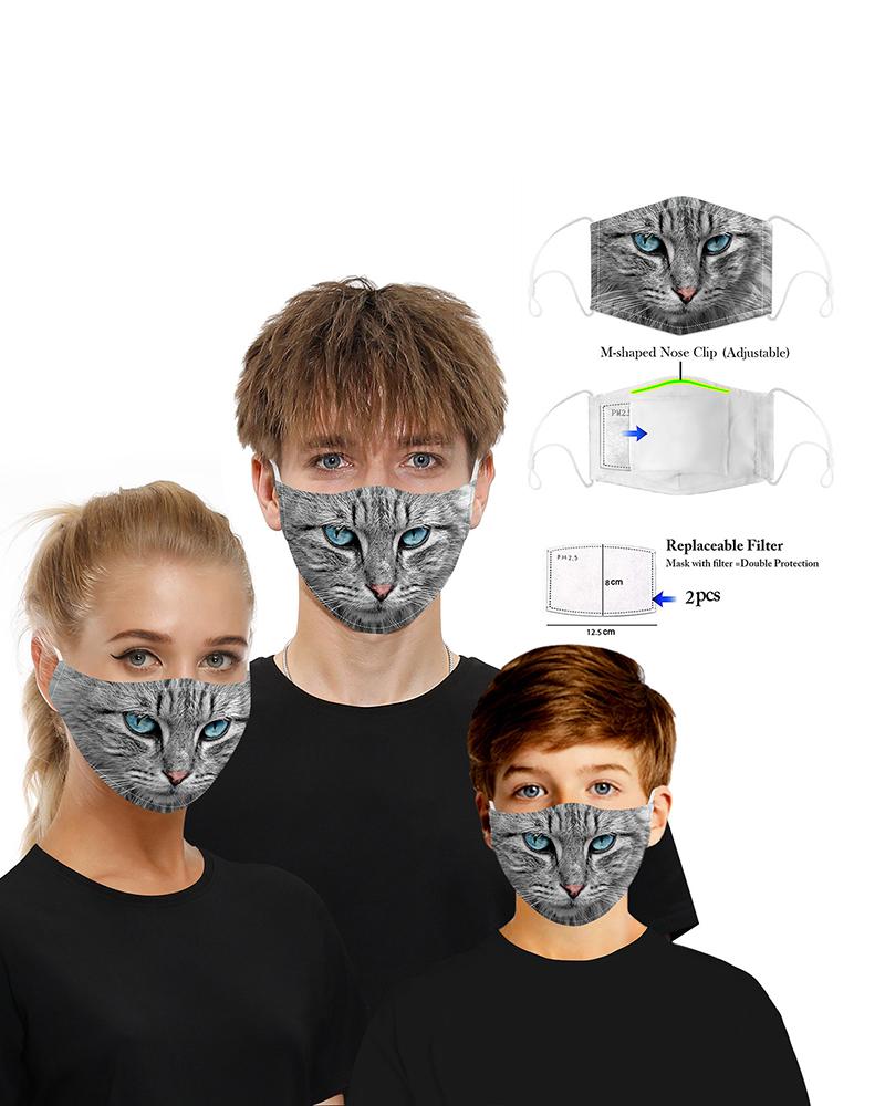 

Animal Print Mouth M .a. s. k Breathable Washable And Reusable With Replaceable Filter, Gray