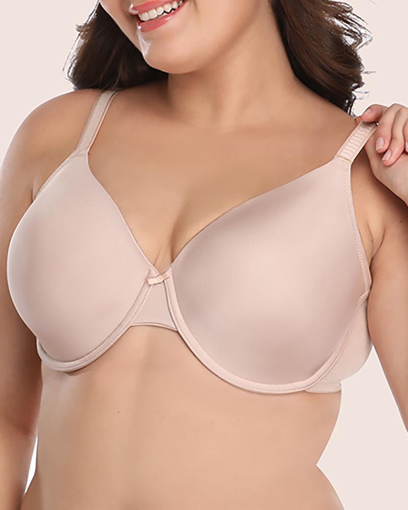 

Plus Size Plain Spaghetti Strap Bustier Bra, Nude