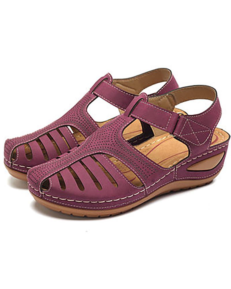 

Solid Hollow Out Slingback Sandals