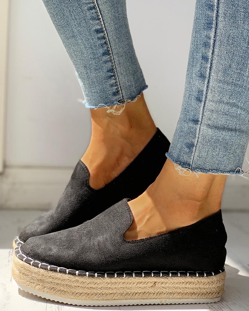 

Solid Platform Design Casual Sneakers, Black