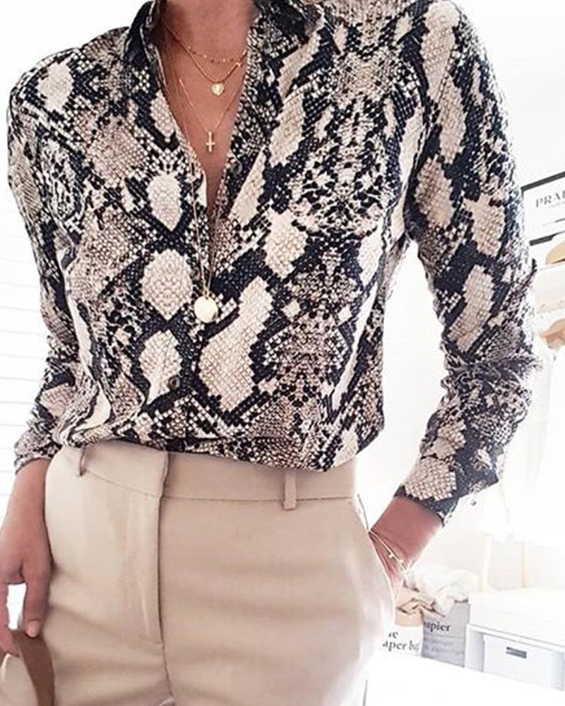 

Long Sleeve Snake Print Top, Snakeskin