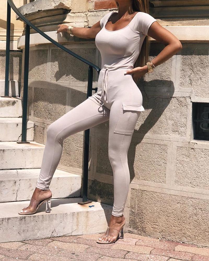 

Scoop Neck Top & Pant Set, Gray