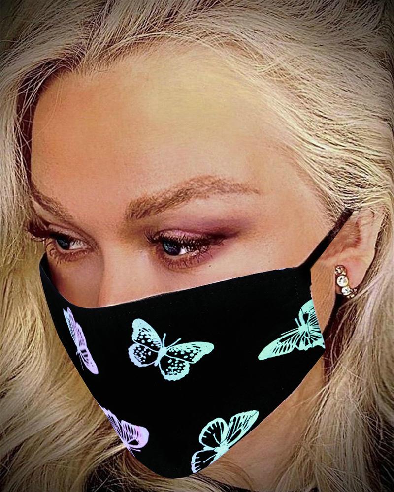 

Butterfly / Zebra Stripe Reflective Breathable Face Mask, Black