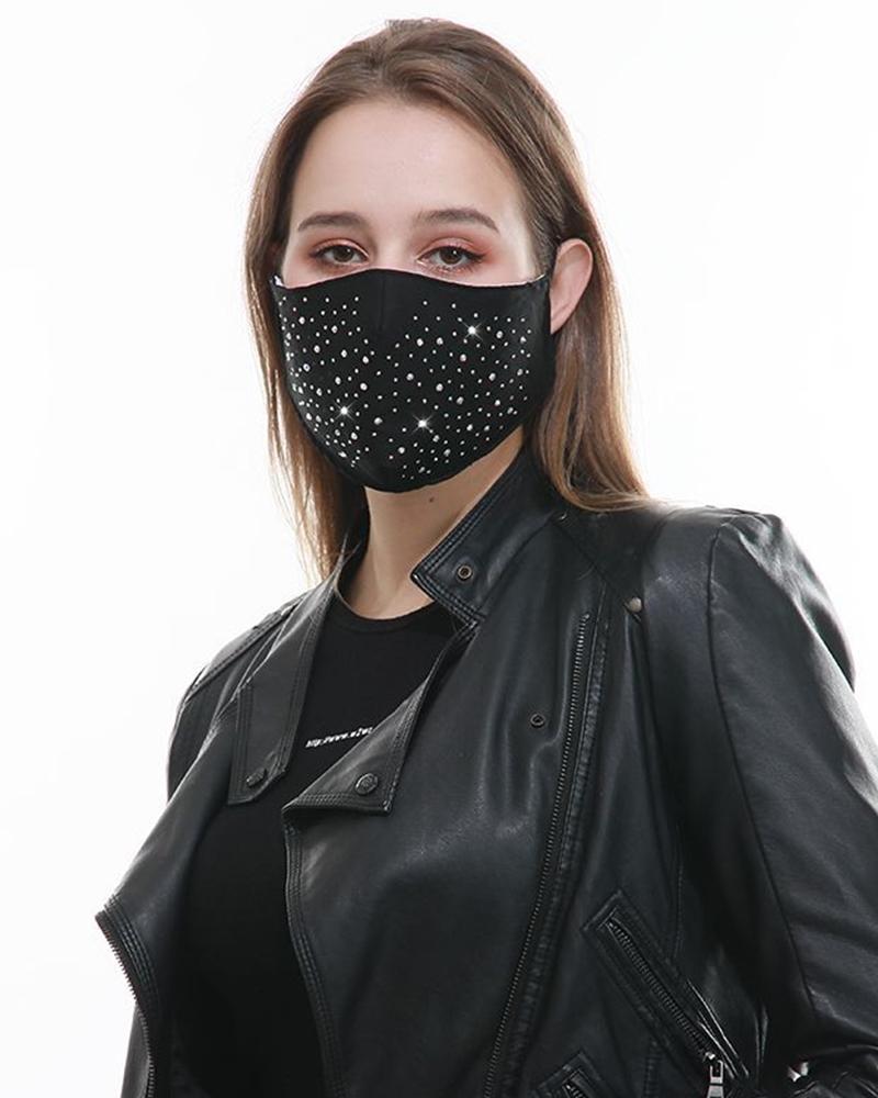 

Colorblock Breathable Earloop Washable Mouth Mask, Black