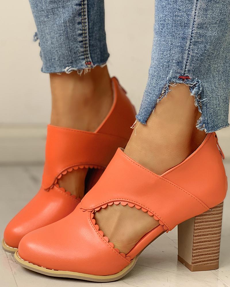

Cutout Chunky Heels, Orange